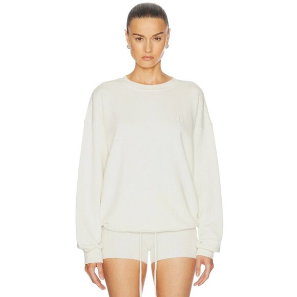 Eterne Oversized Crewneck Sweatshirt in Cream Large New Womens Pullover - Picture 1 of 16